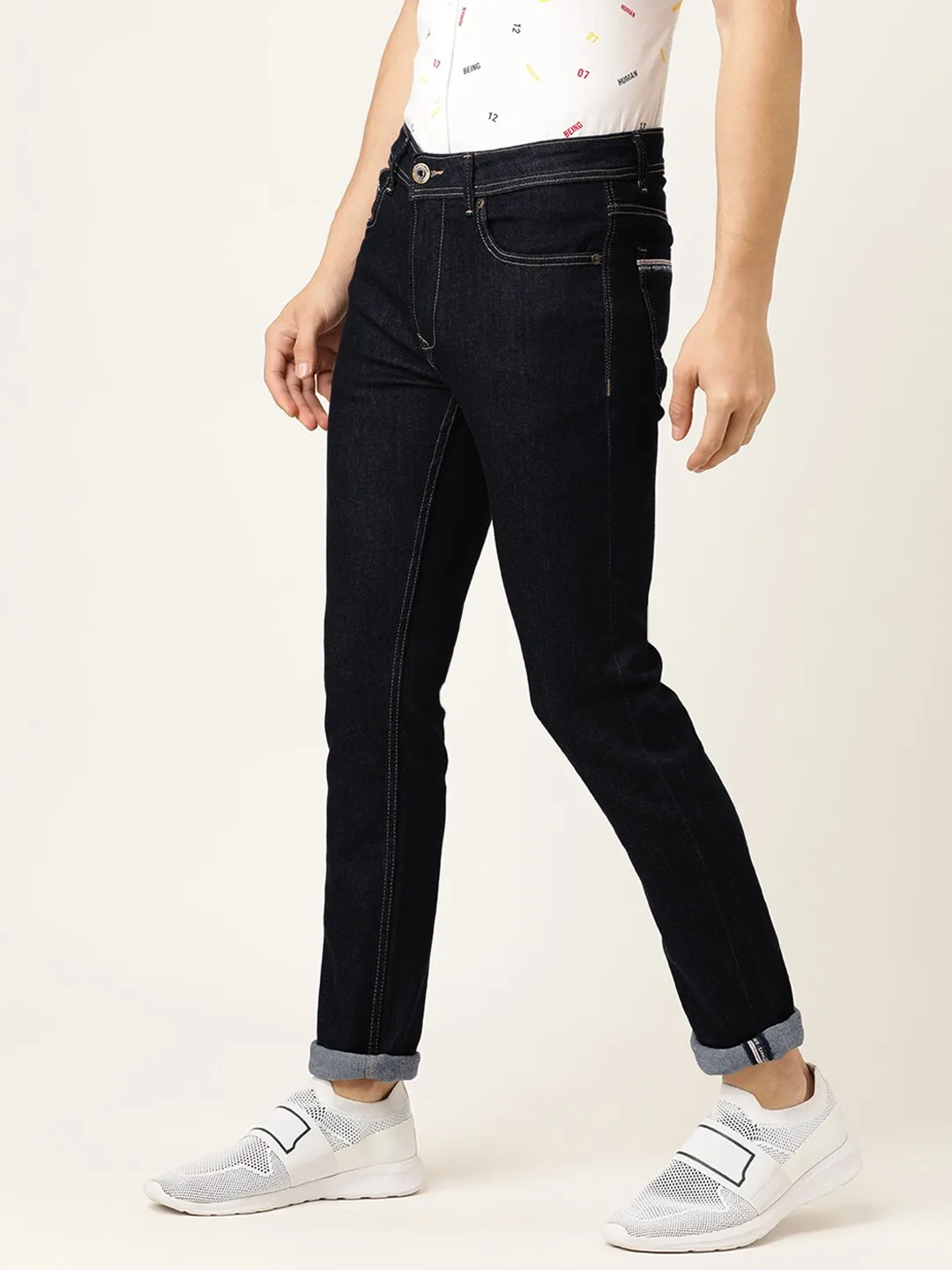 Blue Slim Straight Fit Men's Denims by Being Human Clothing - Image 2