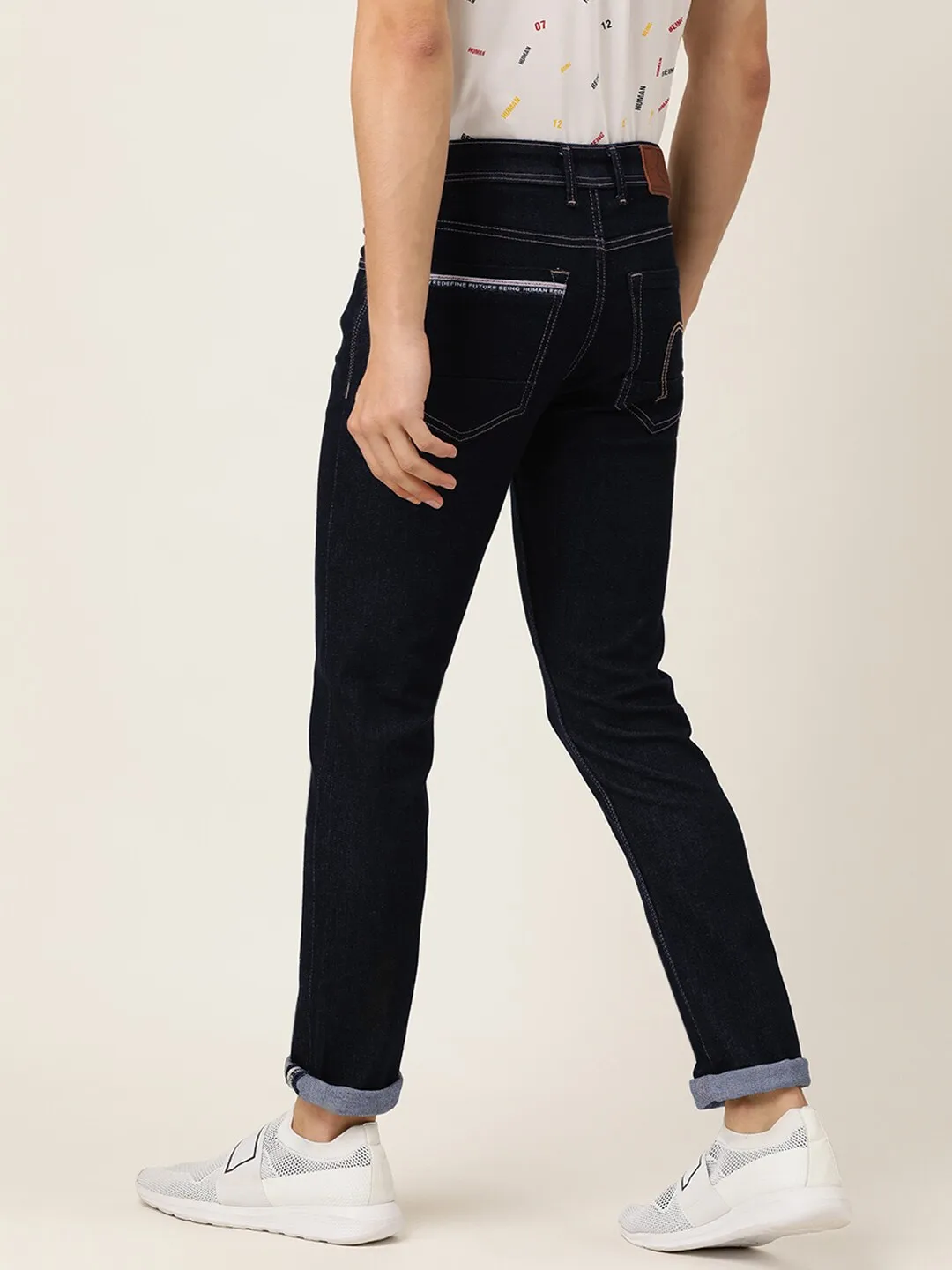 Blue Slim Straight Fit Men's Denims by Being Human Clothing - Image 4