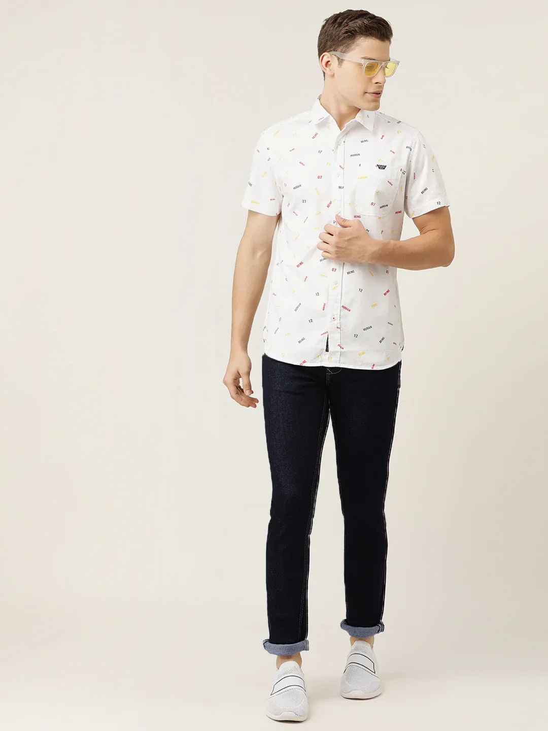 Blue Slim Straight Fit Men's Denims by Being Human Clothing - Image 5