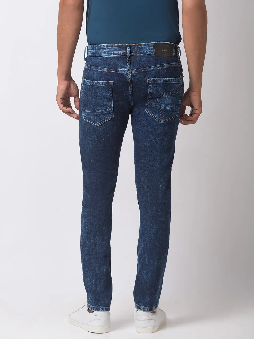 Blue Slim Straight Fit Men's Denims by Being Human Clothing - Image 4