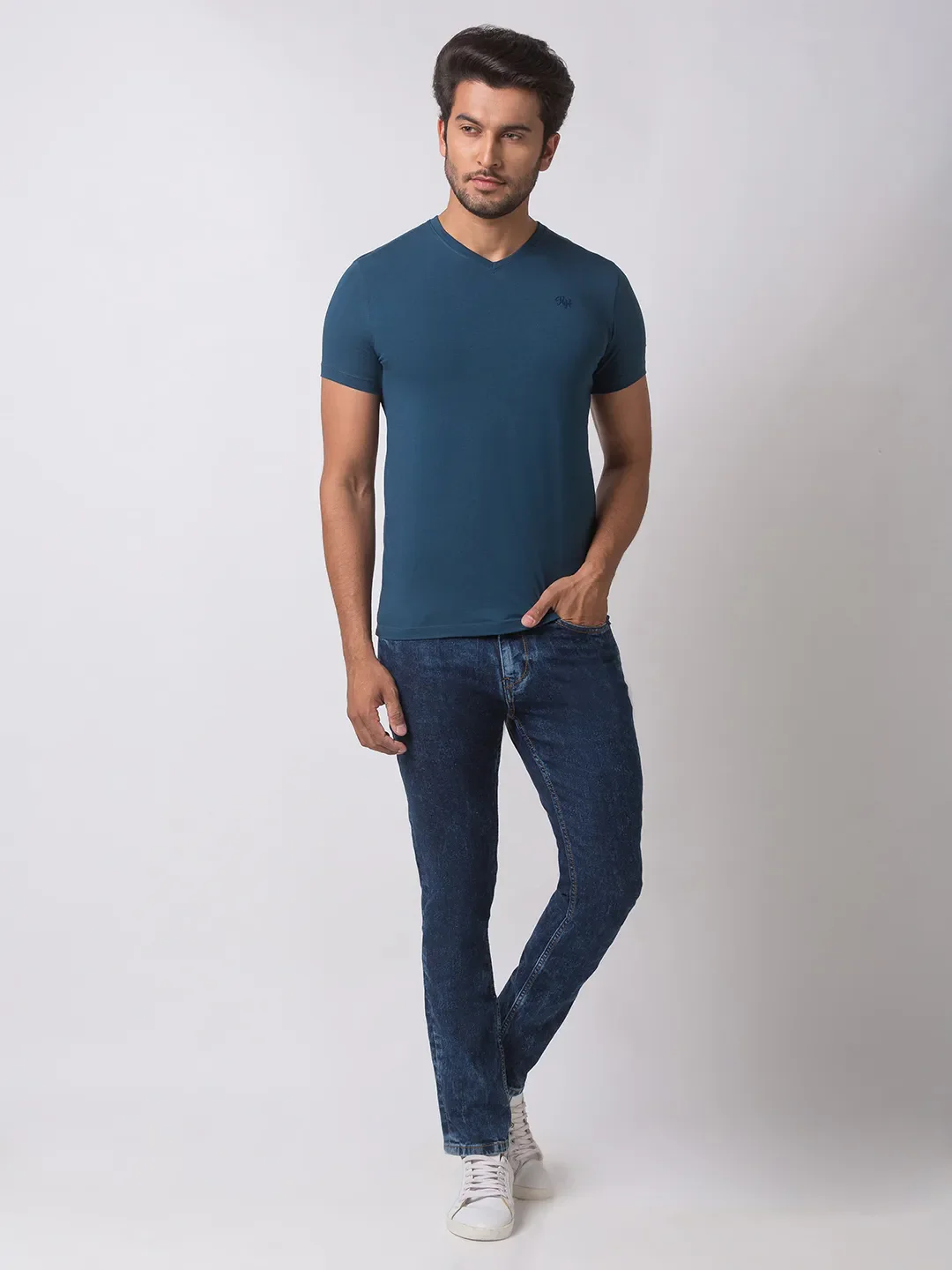 Blue Slim Straight Fit Men's Denims by Being Human Clothing - Image 5
