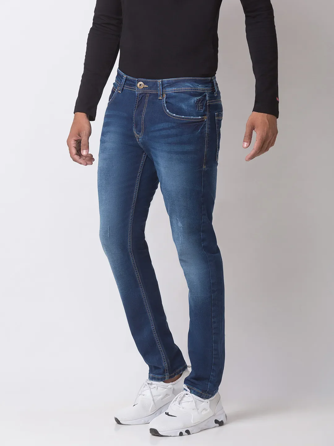Blue Slim Straight Fit Men's Denims by Being Human Clothing - Image 2