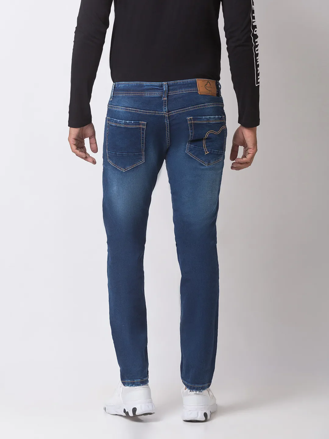 Blue Slim Straight Fit Men's Denims by Being Human Clothing - Image 3