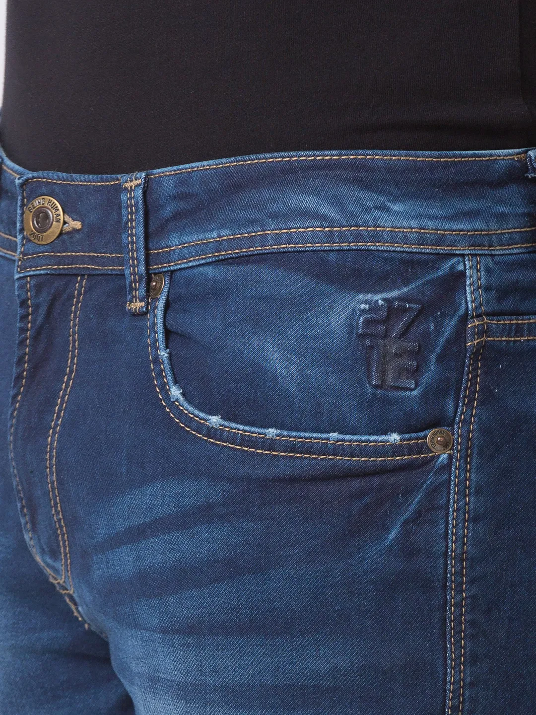Blue Slim Straight Fit Men's Denims by Being Human Clothing - Image 4