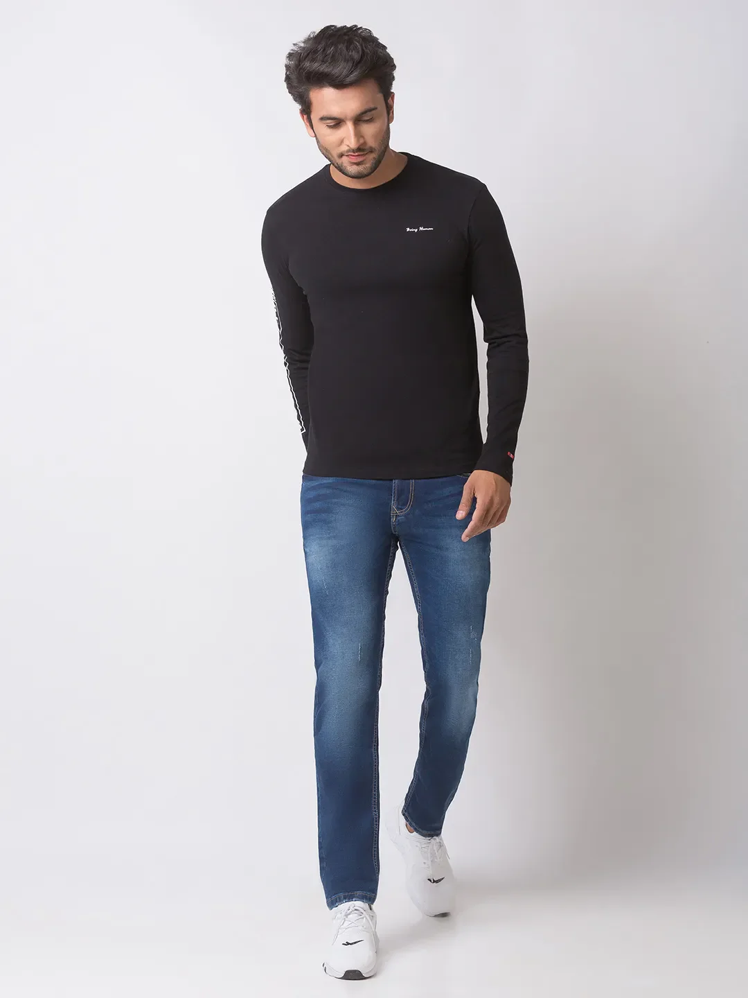 Blue Slim Straight Fit Men's Denims by Being Human Clothing - Image 5