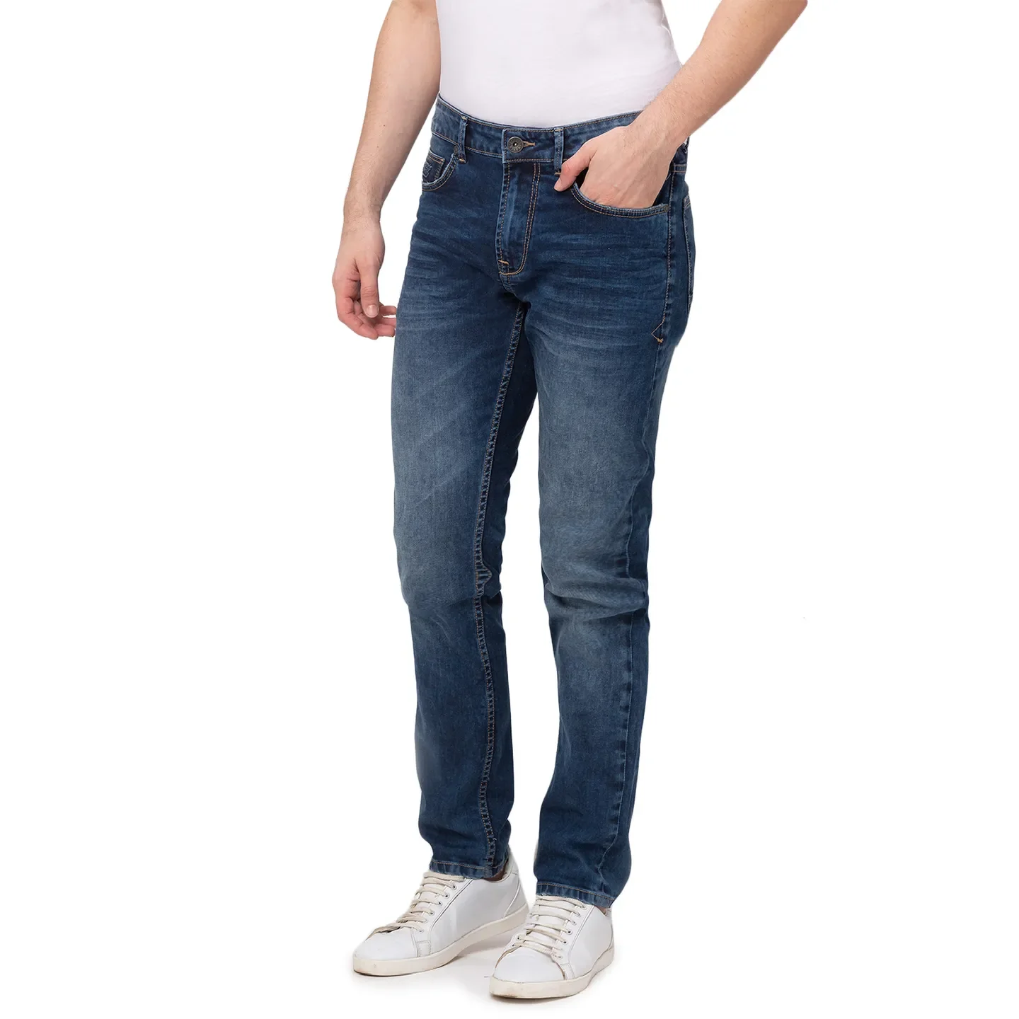 Blue Slim Straight Fit Men's Denims by Being Human Clothing - Image 5