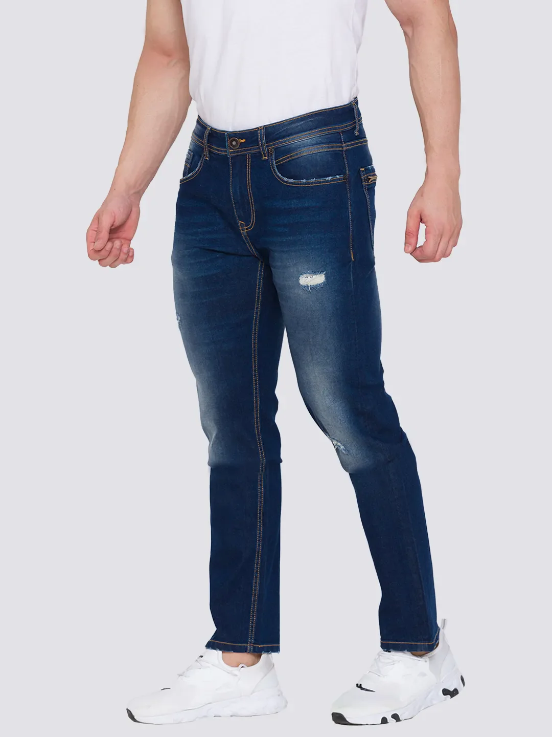 Blue Slim Straight Fit Men's Denims by Being Human Clothing - Image 2