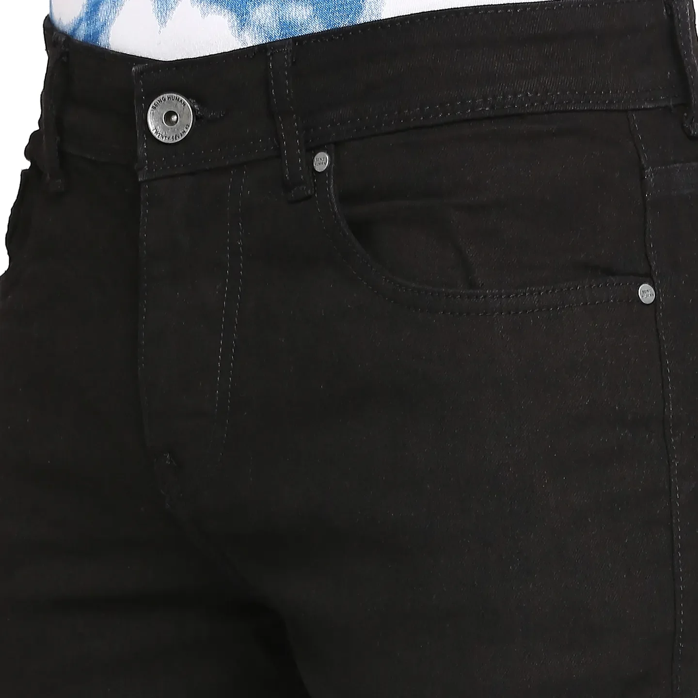 Blue Slim Straight Fit Men's Denims by Being Human Clothing - Image 5