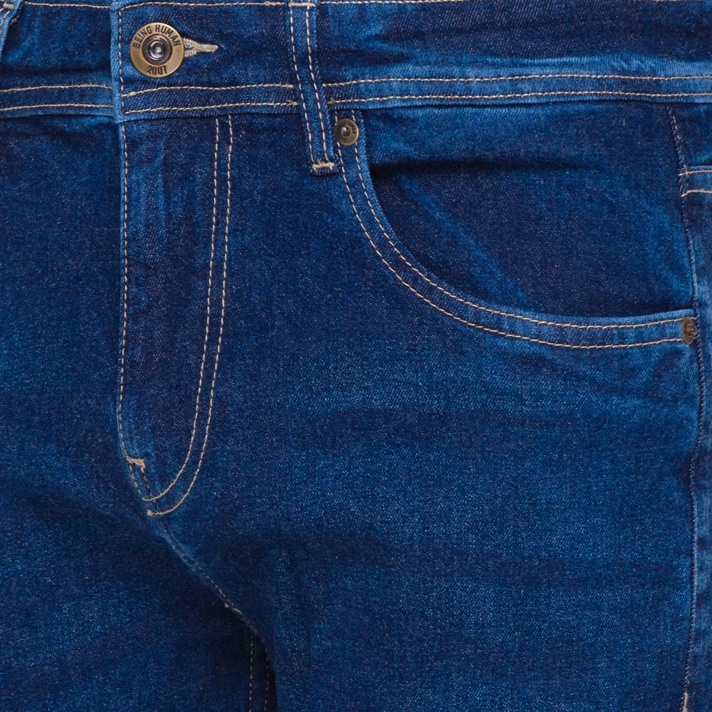 Blue Slim Straight Fit Men's Denims by Being Human Clothing - Image 4