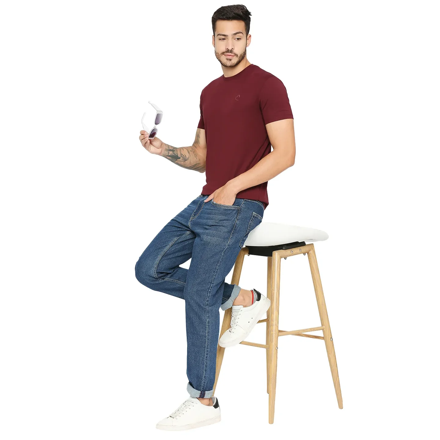 Blue Slim Straight Fit Men's Denims by Being Human Clothing - Image 5