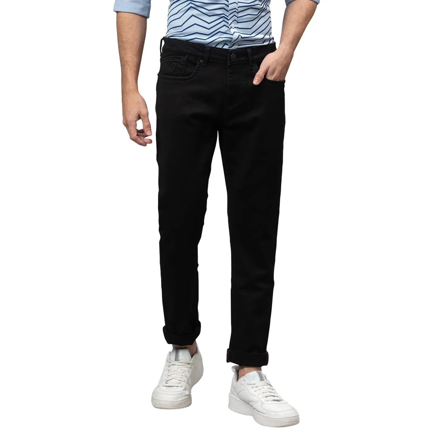 Dark Black Slim Fit Denims For Men By Being Human Clothing