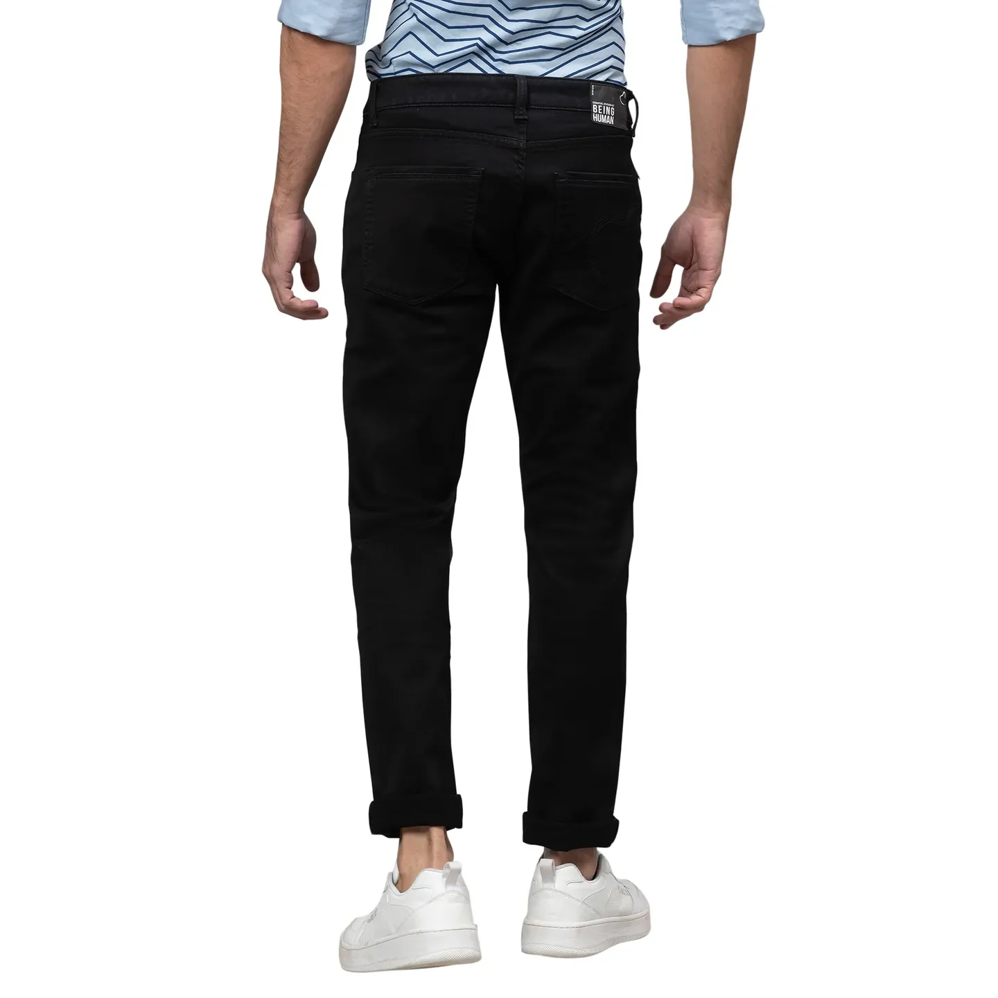 Dark Black Slim Fit Denims For Men By Being Human Clothing - Image 3