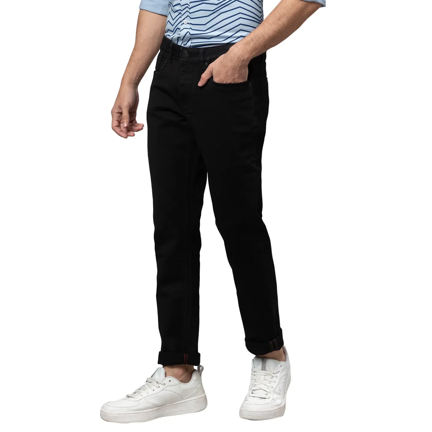 Dark Black Slim Fit Denims For Men By Being Human Clothing - Image 4