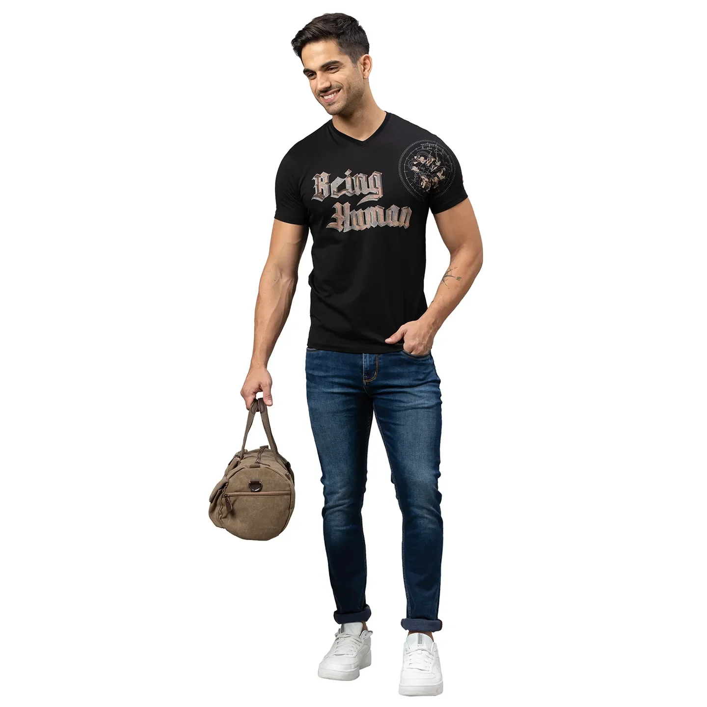 Blue Slim Straight Fit Men's Denims by Being Human Clothing - Image 2