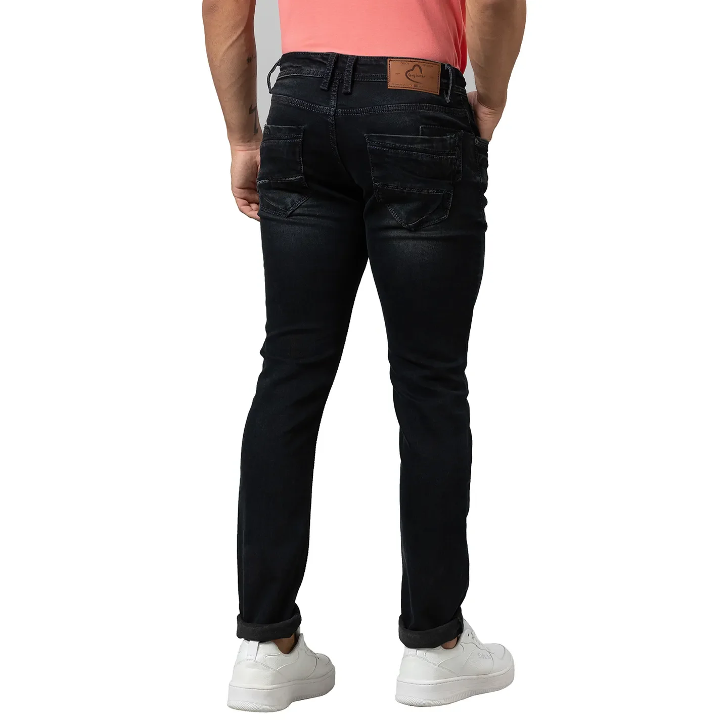 Blue Slim Straight Fit Men's Denims by Being Human Clothing - Image 3