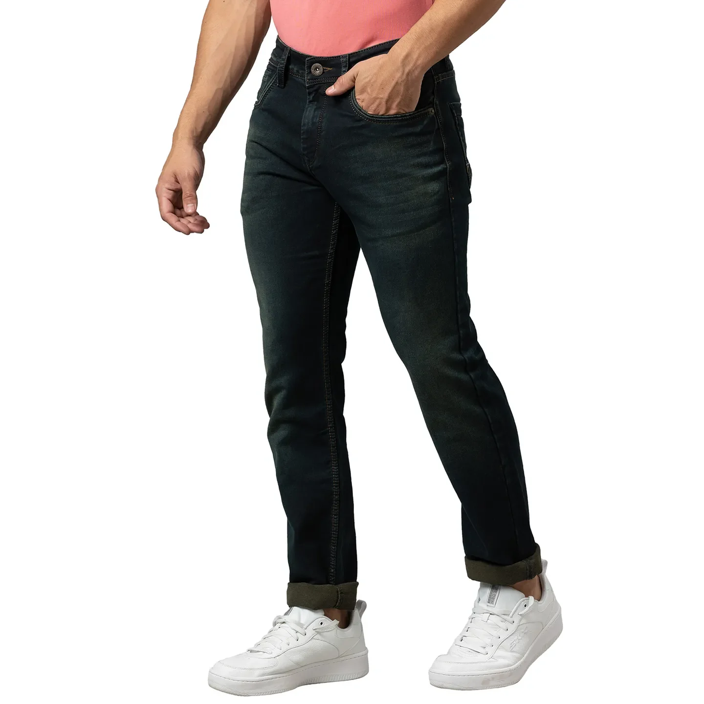 Blue Slim Straight Fit Men's Denims by Being Human Clothing - Image 4