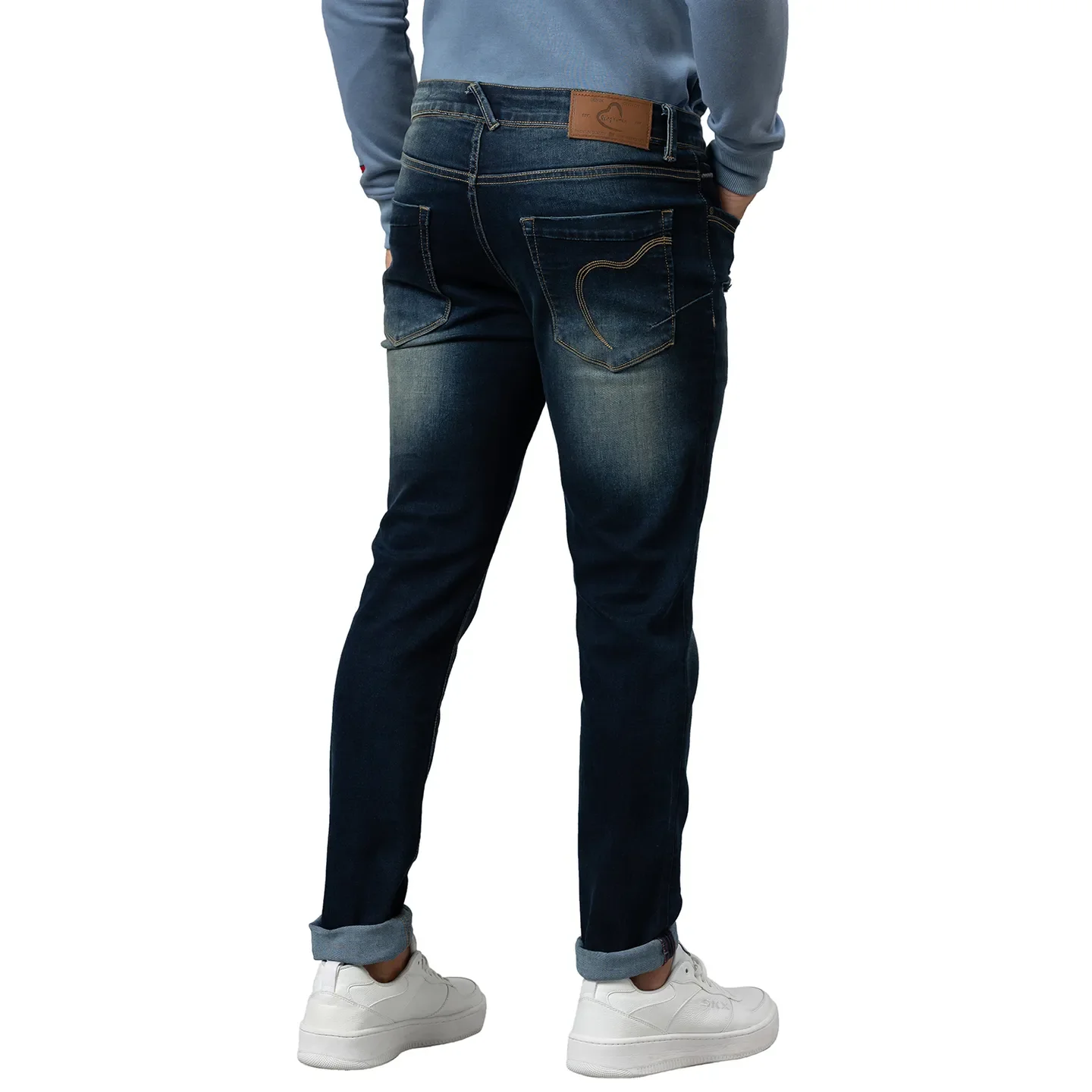 Blue Slim Straight Fit Men's Denims by Being Human Clothing - Image 3