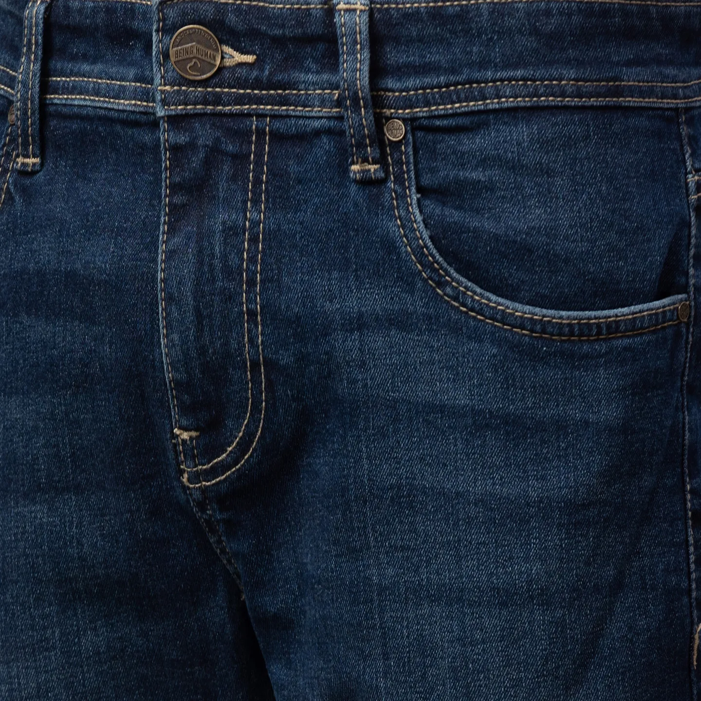 Blue Slim Straight Fit Men's Denims by Being Human Clothing - Image 5