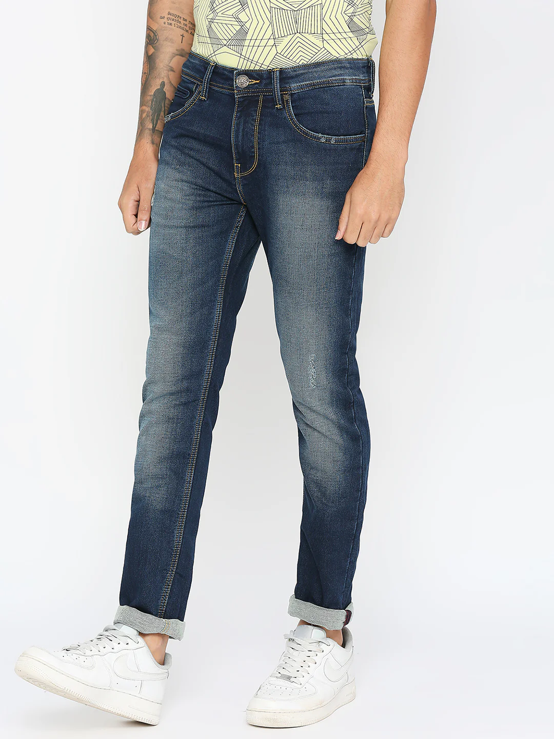 Dark Blue Slim Fit Denims For Men By Being Human Clothing - Image 2