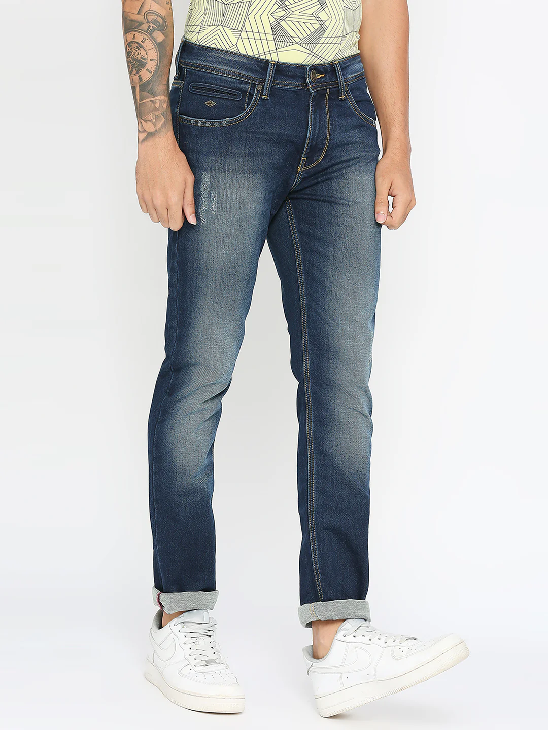 Dark Blue Slim Fit Denims For Men By Being Human Clothing - Image 3