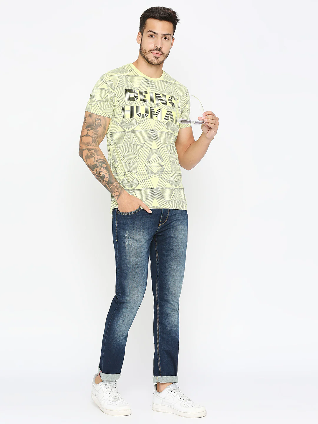 Dark Blue Slim Fit Denims For Men By Being Human Clothing - Image 6