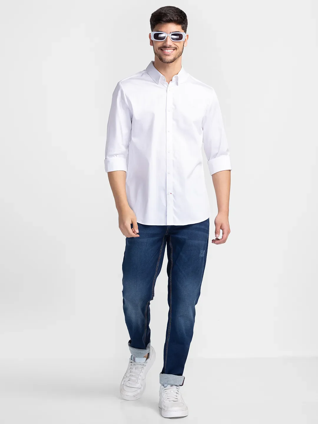Dark Blue Slim Fit Denims For Men By Being Human Clothing - Image 6