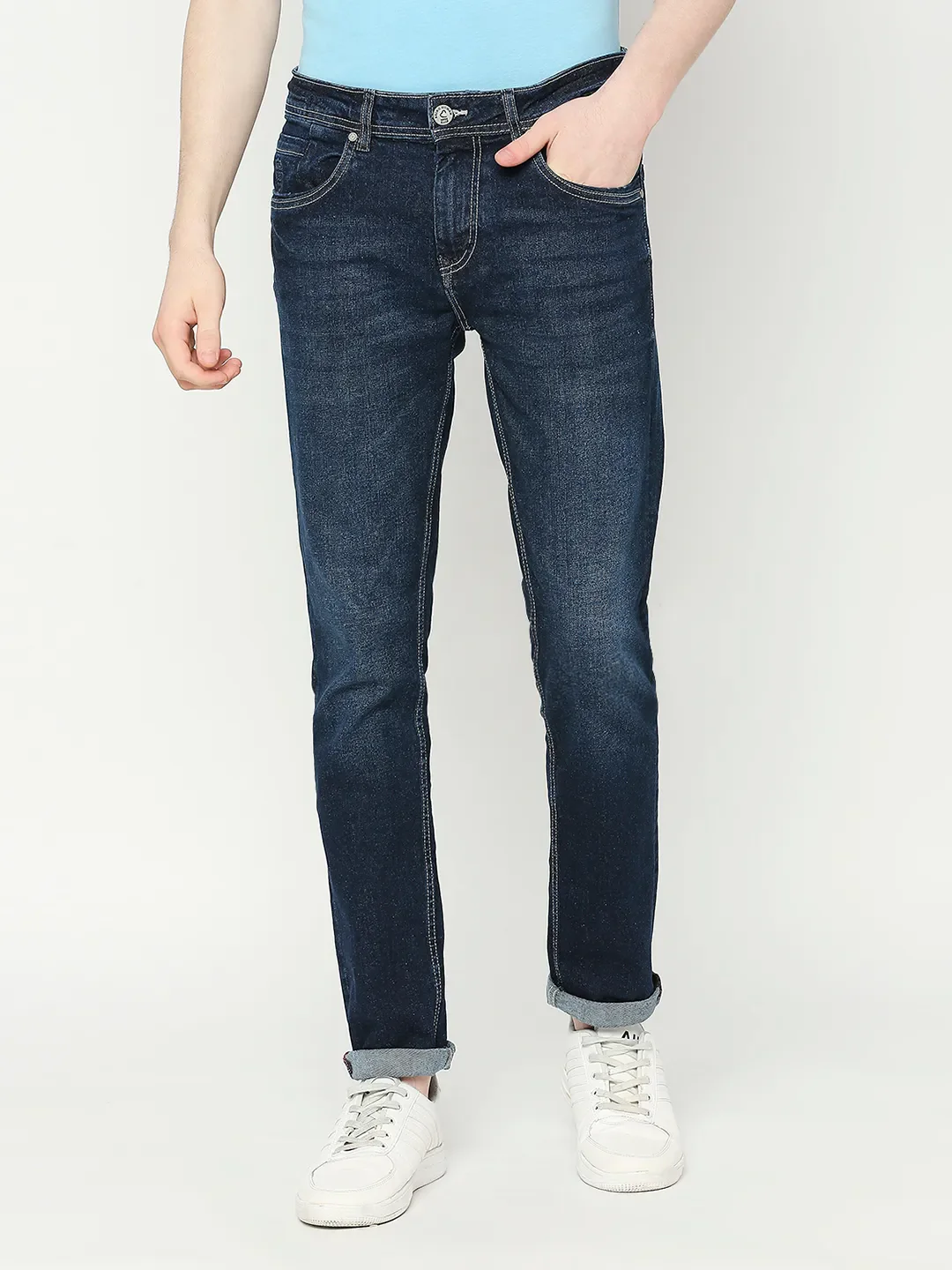Blue Slim Straight Fit Men's Denims by Being Human Clothing