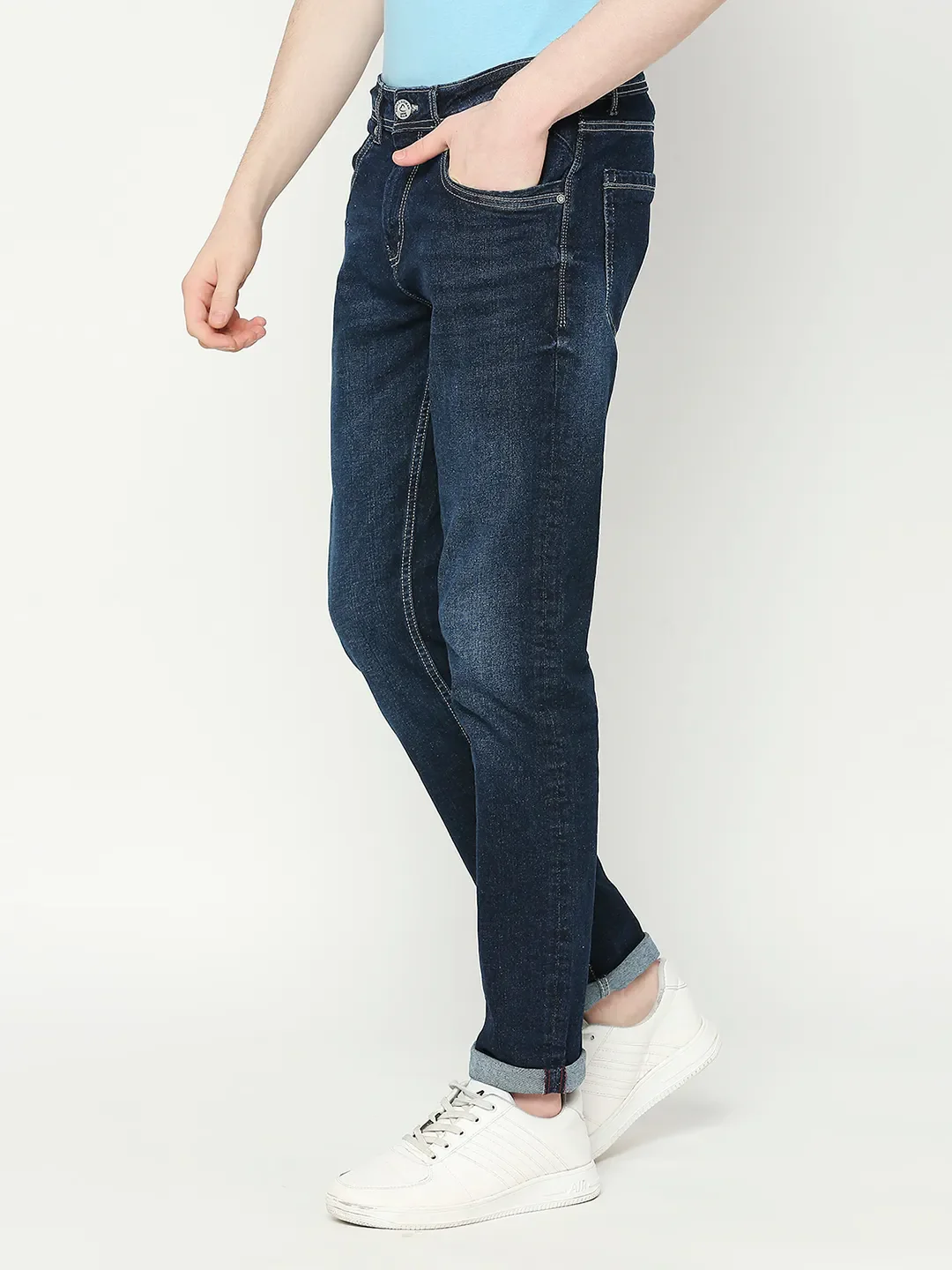 Blue Slim Straight Fit Men's Denims by Being Human Clothing - Image 2