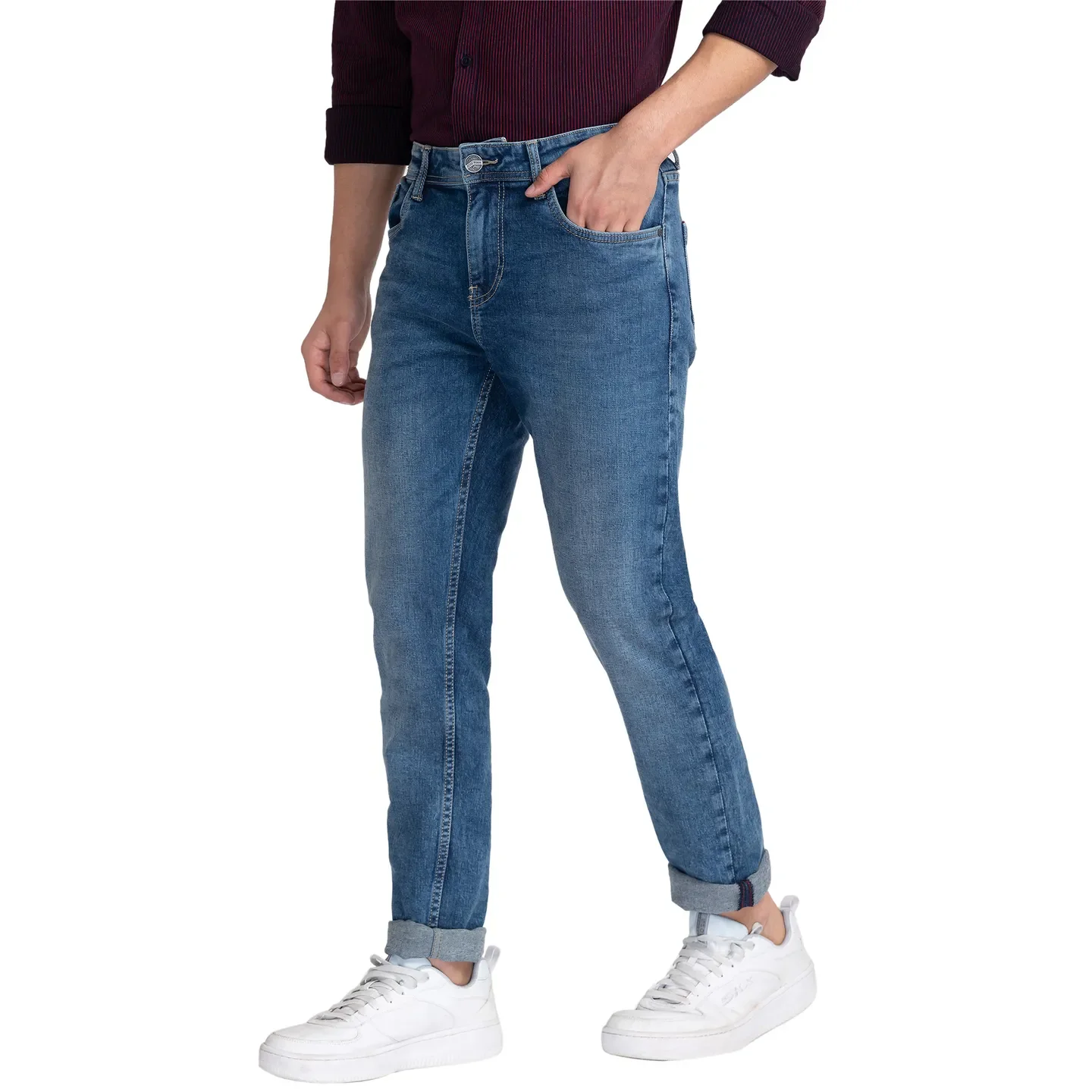 Blue Slim Straight Fit Men's Denims by Being Human Clothing - Image 2