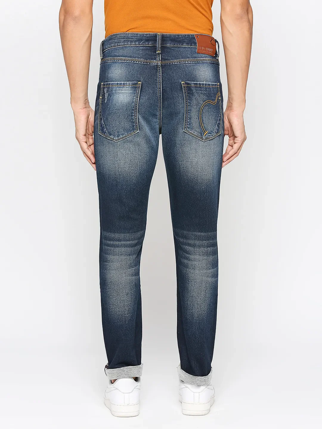 Blue Slim Straight Fit Men's Denims by Being Human Clothing - Image 4
