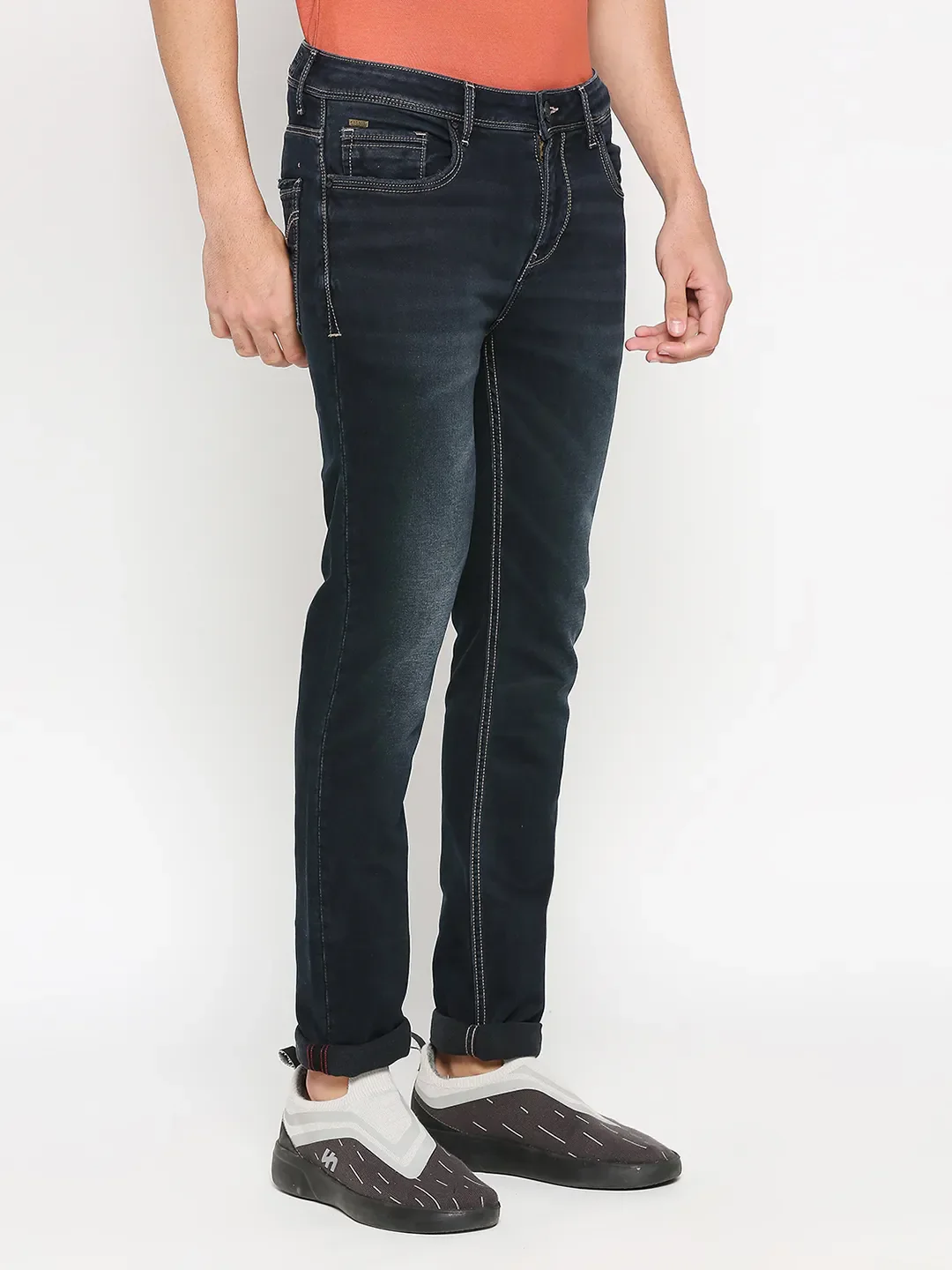 Blue Slim Straight Fit Men's Denims by Being Human Clothing - Image 3
