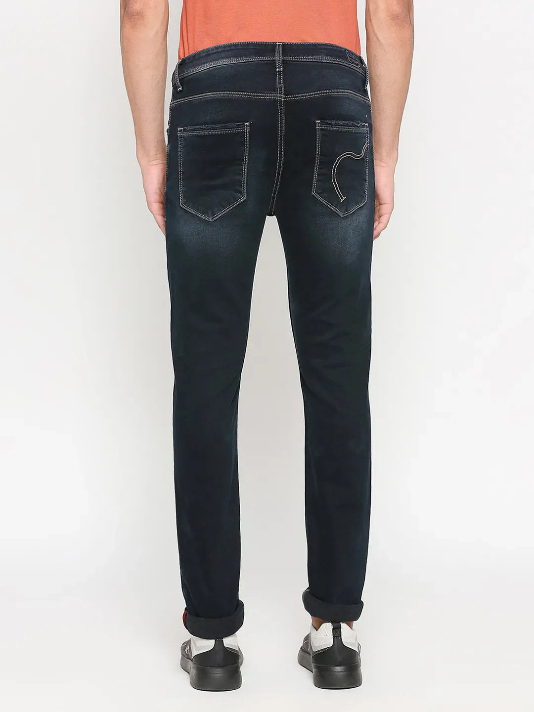 Blue Slim Straight Fit Men's Denims by Being Human Clothing - Image 4