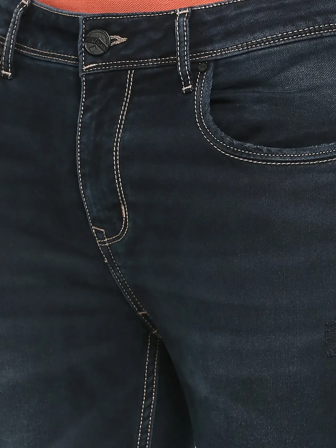 Blue Slim Straight Fit Men's Denims by Being Human Clothing - Image 5