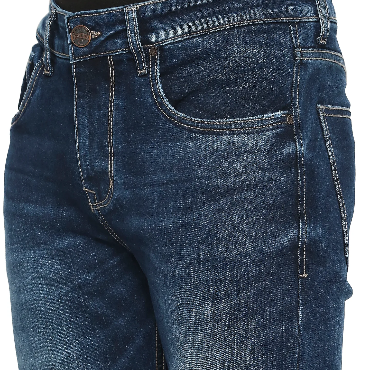 Blue Slim Straight Fit Men's Denims by Being Human Clothing - Image 6