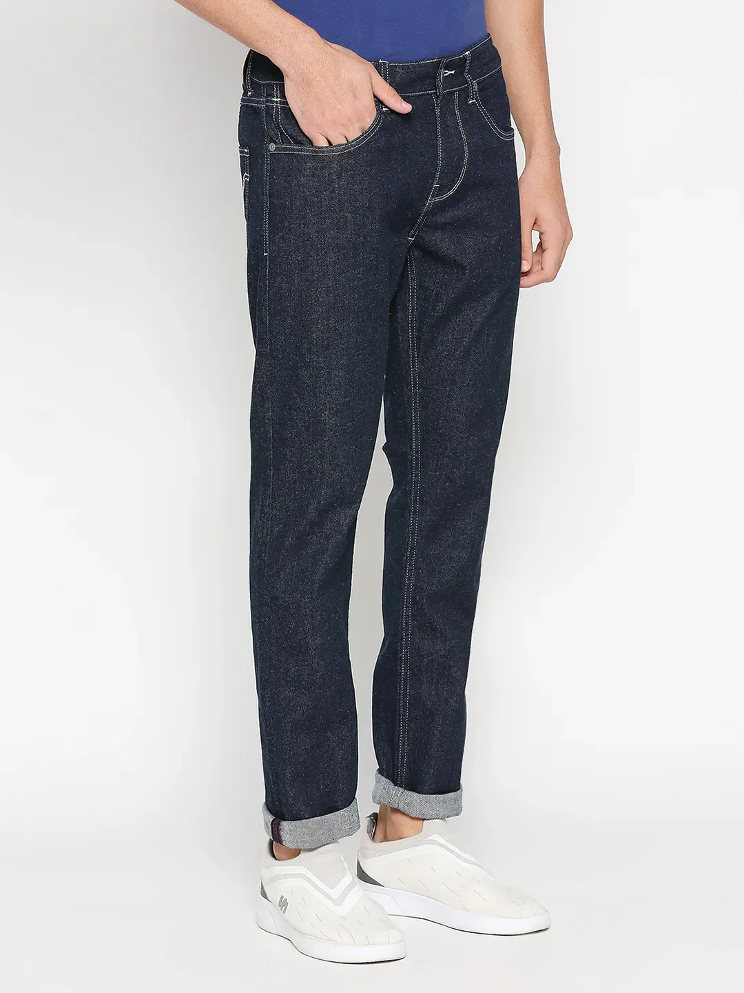 Blue Slim Straight Fit Men's Denims by Being Human Clothing - Image 3
