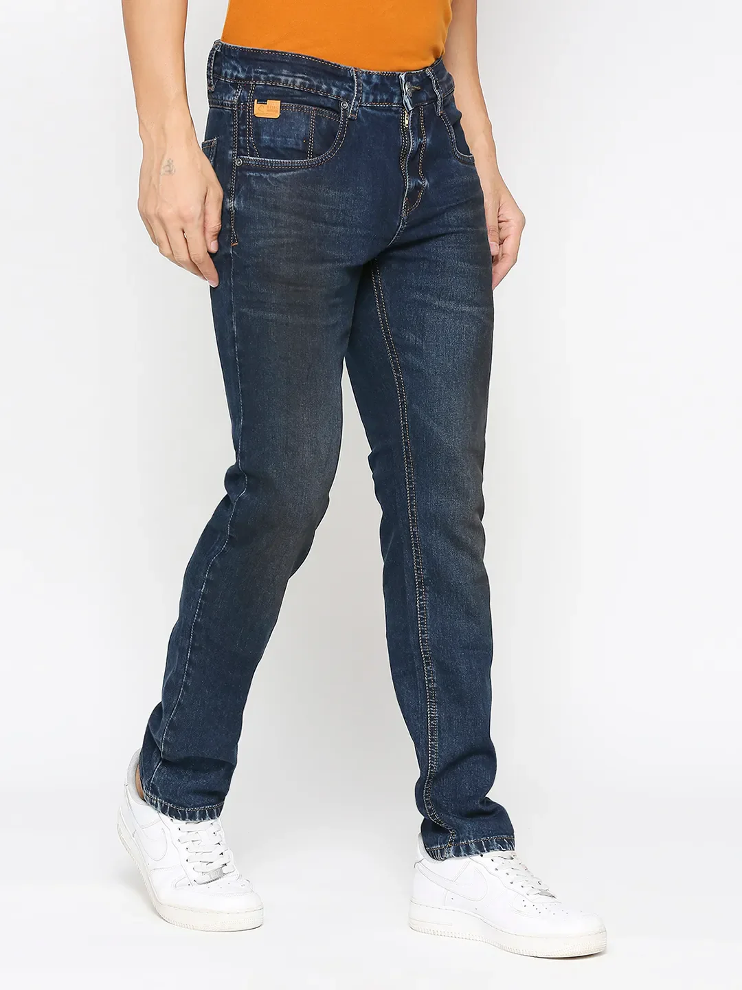 Blue Slim Straight Fit Men's Denims by Being Human Clothing - Image 3