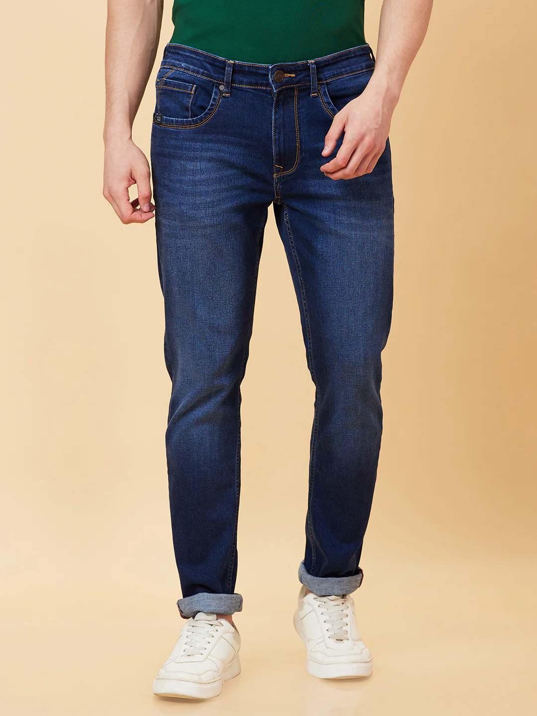 Dark Blue Slim Fit Denims For Men By Being Human Clothing