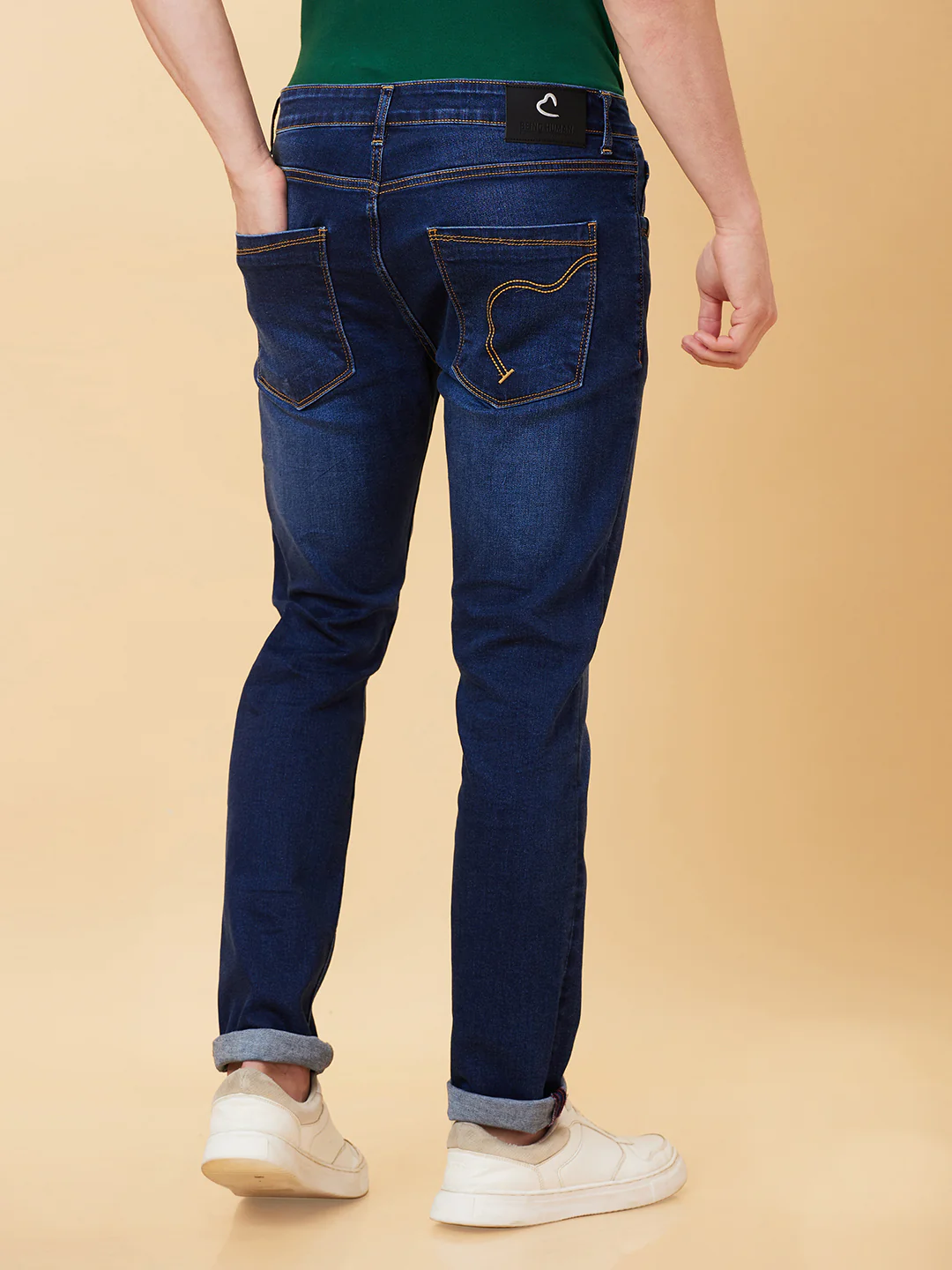 Dark Blue Slim Fit Denims For Men By Being Human Clothing - Image 4