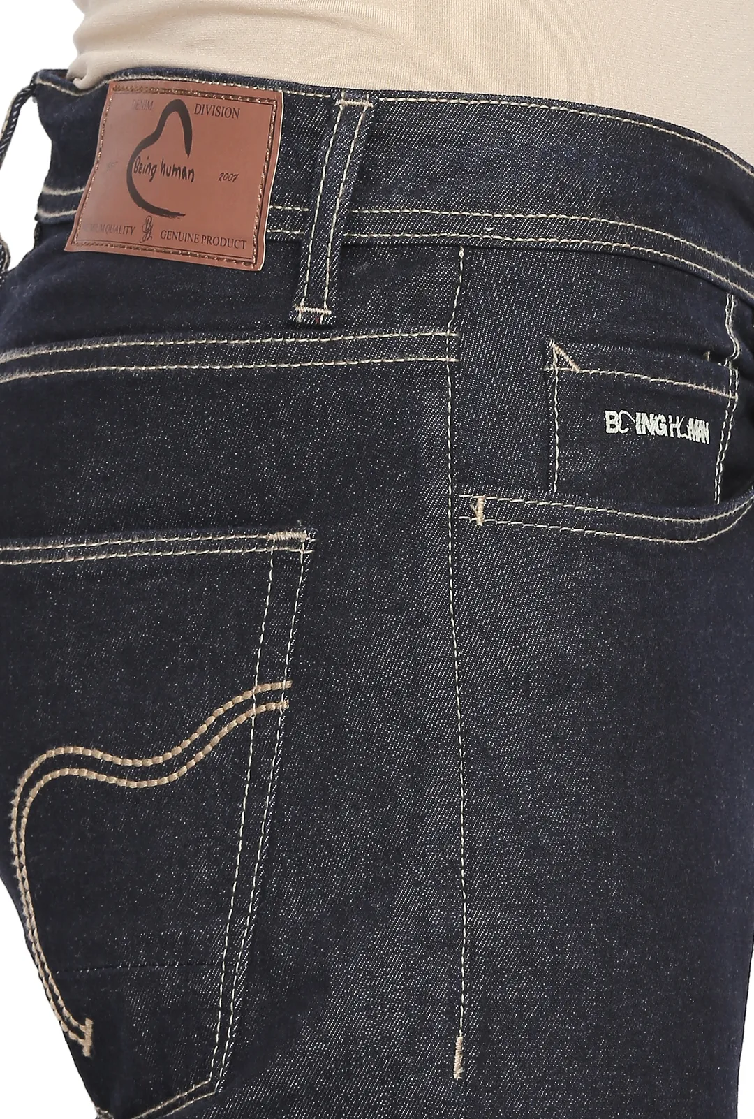 Blue Slim Straight Fit Men's Denims by Being Human Clothing - Image 6