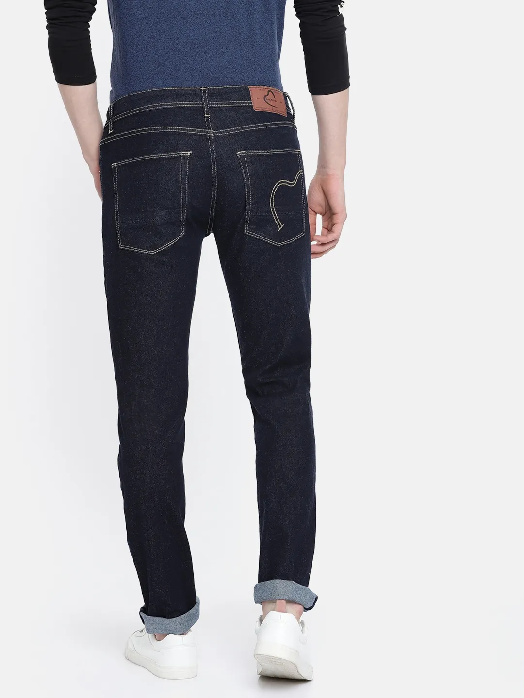 Blue Slim Straight Fit Men's Denims by Being Human Clothing - Image 3