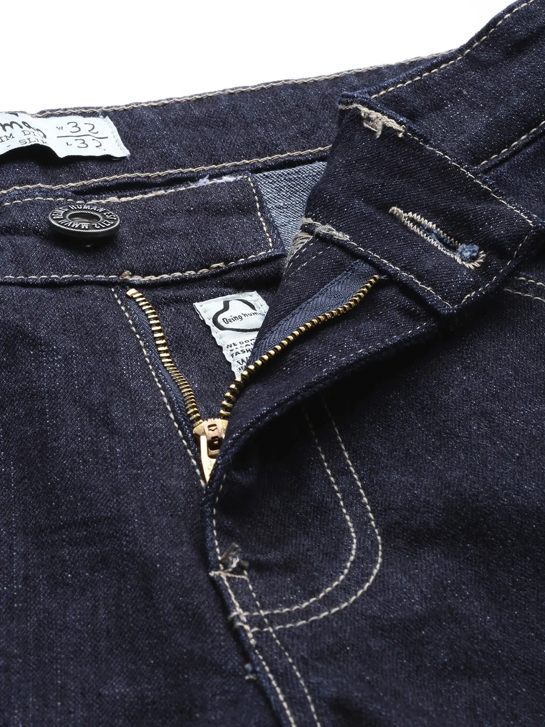 Blue Slim Straight Fit Men's Denims by Being Human Clothing - Image 4