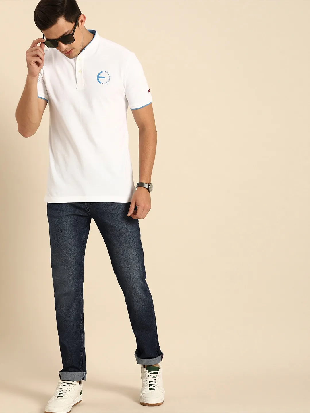 Blue Slim Straight Fit Men's Denims by Being Human Clothing - Image 5