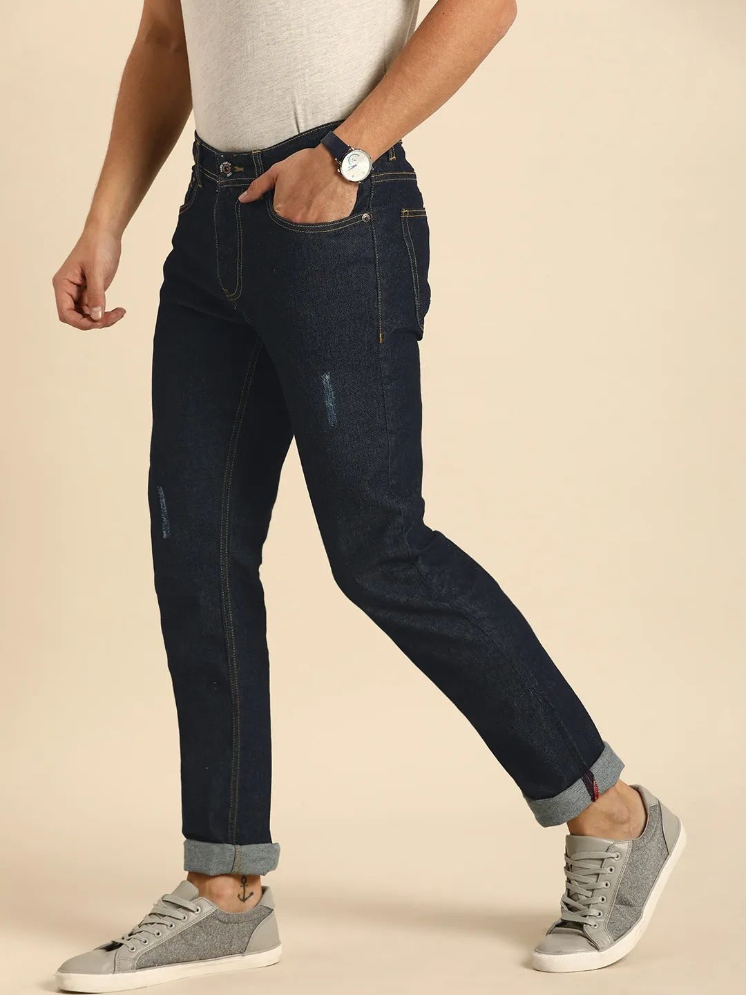 Blue Slim Straight Fit Men's Denims by Being Human Clothing - Image 2