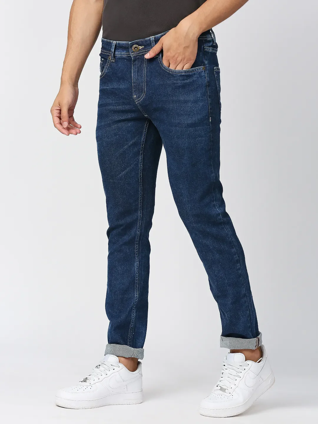 Blue Slim Straight Fit Men's Denims by Being Human Clothing - Image 2