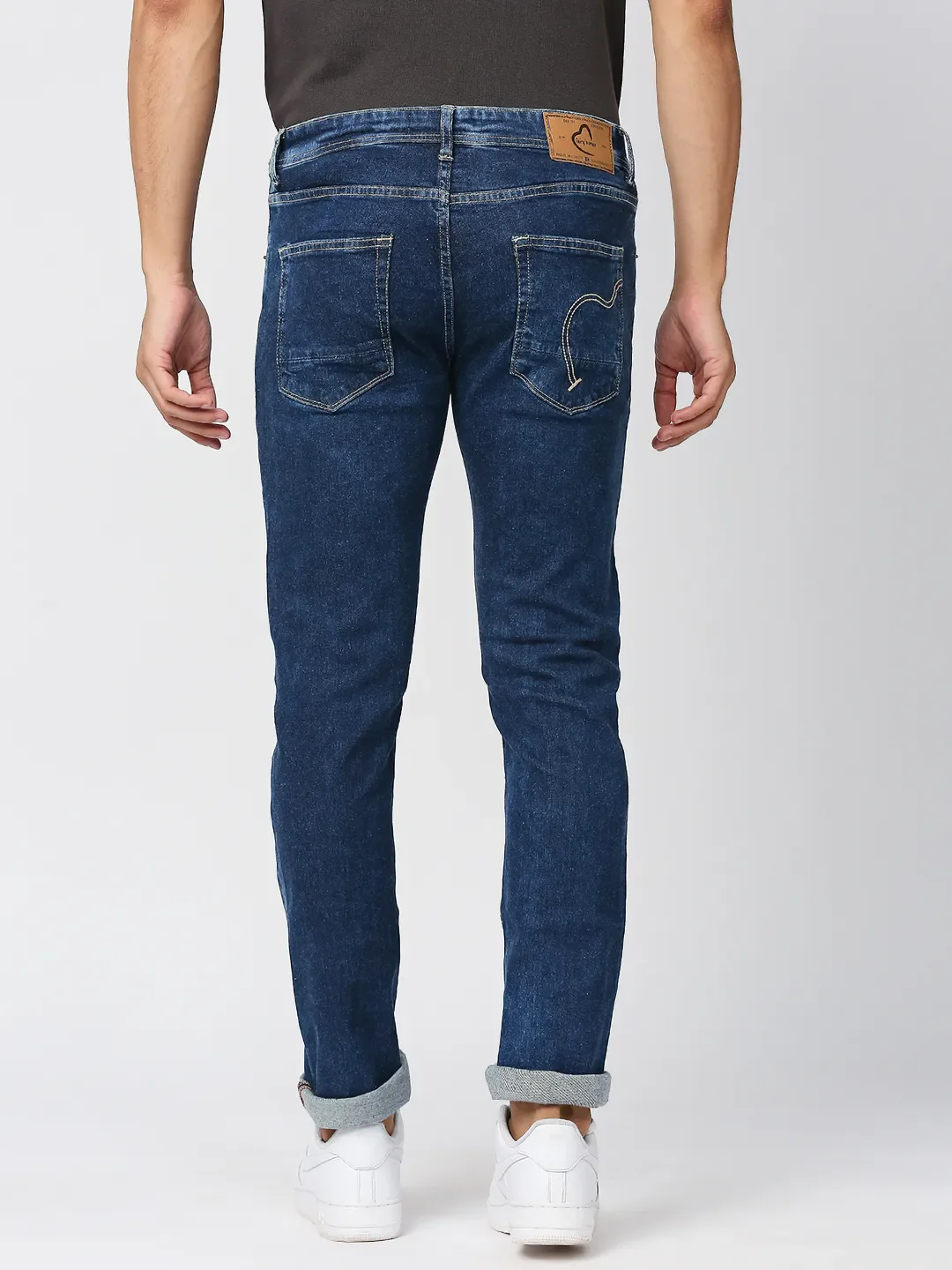 Blue Slim Straight Fit Men's Denims by Being Human Clothing - Image 4