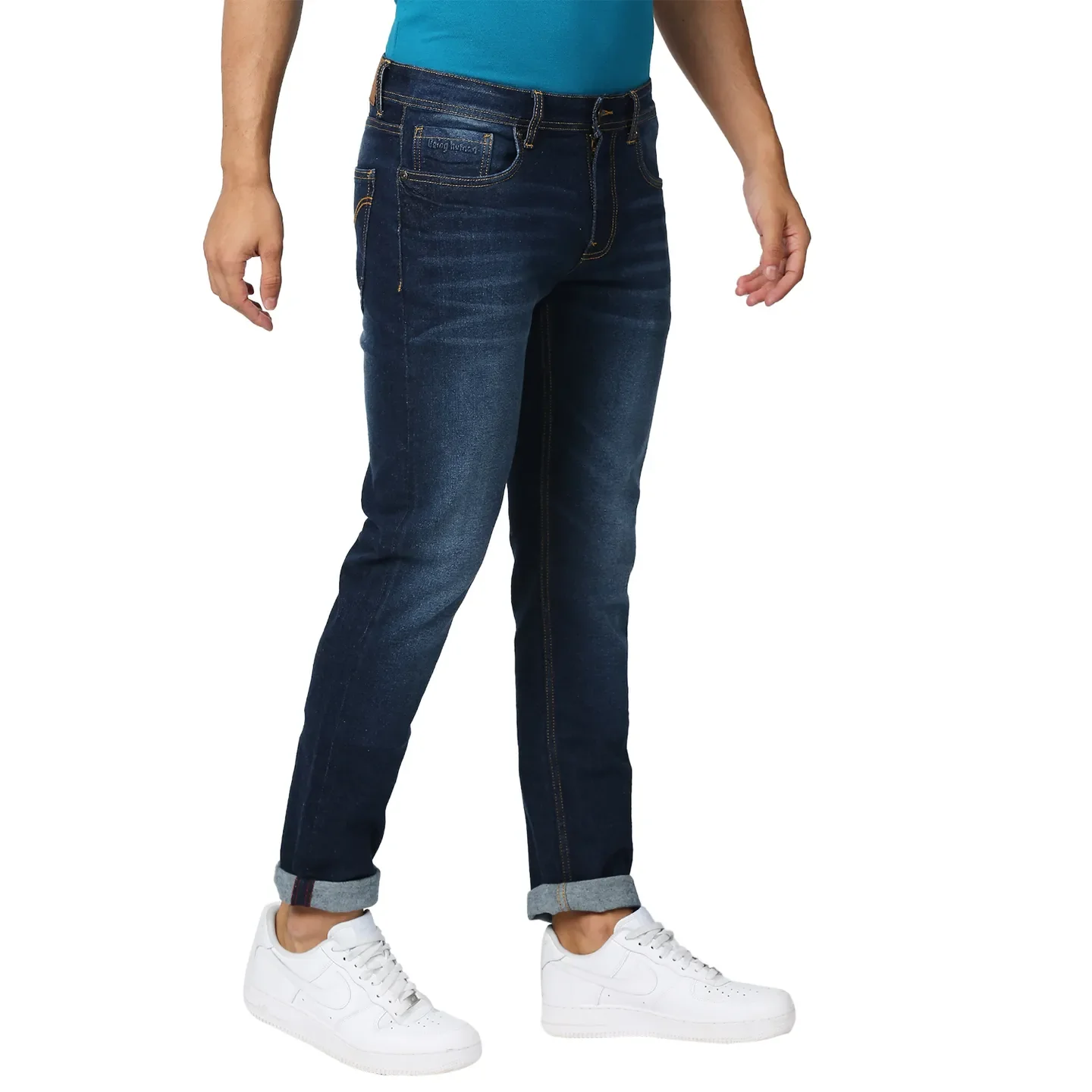Blue Slim Straight Fit Men's Denims by Being Human Clothing - Image 3