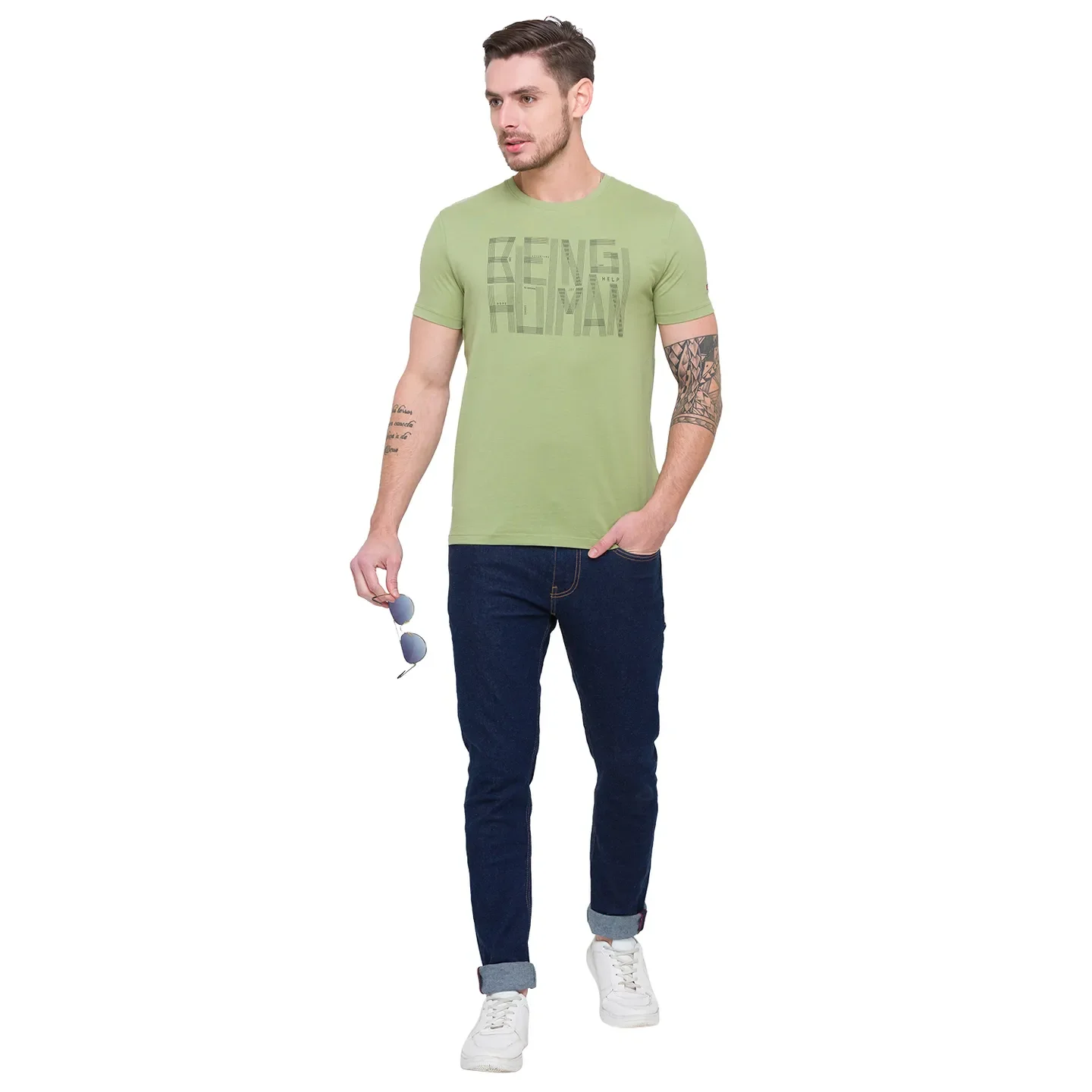 Blue Slim Straight Fit Men's Denims by Being Human Clothing - Image 5