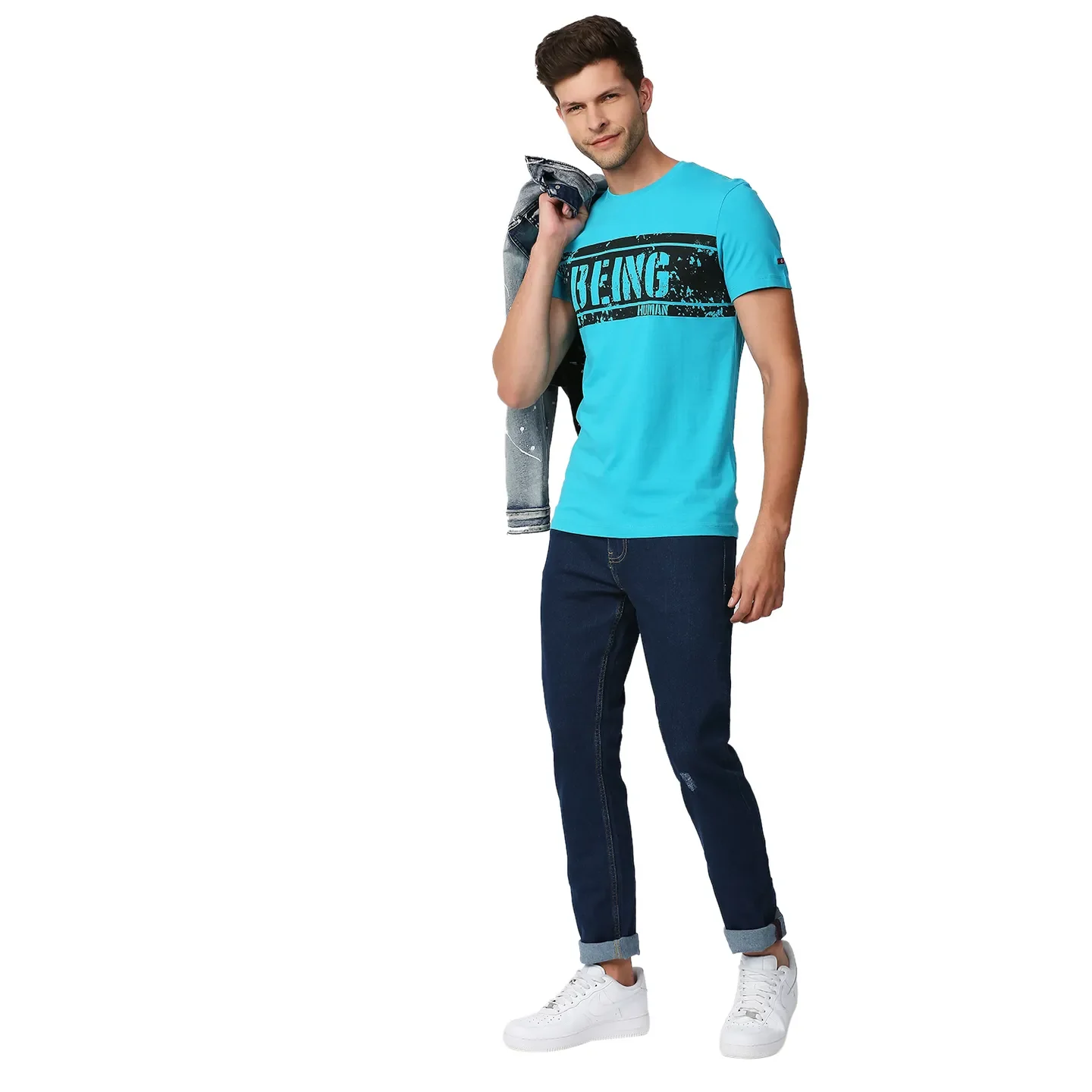 Blue Slim Straight Fit Men's Denims by Being Human Clothing - Image 6