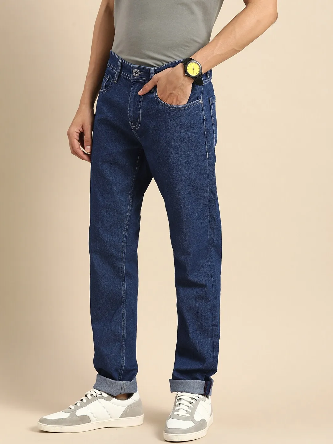 Blue Slim Straight Fit Men's Denims by Being Human Clothing - Image 2