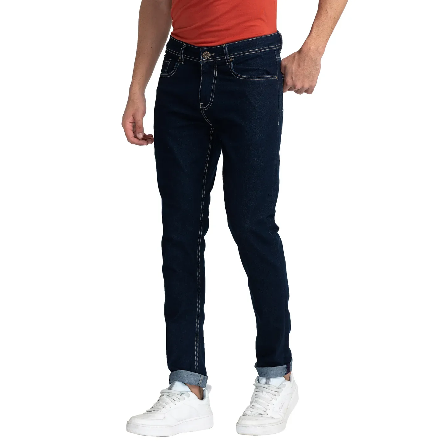 Blue Slim Straight Fit Men's Denims by Being Human Clothing - Image 4